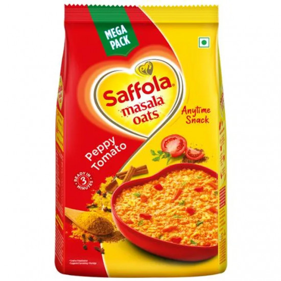 Saffola Masala Oats - Tasty Evening Snack, Fibre Rich, Peppy Tomato, 500 g