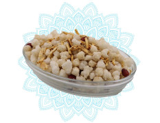 Navaratri Fasting Special Falhari Mixture made from Multiple fasting delights blending together ( potato strips( aloo laccha ) , coconut, peanut, Gondh ( edible gum ) Tasty, Crunchy and divine ( 150 gm )