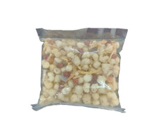 Navaratri Fasting Special Falhari Mixture made from Multiple fasting delights blending together ( potato strips( aloo laccha ) , coconut, peanut, Gondh ( edible gum ) Tasty, Crunchy and divine ( 150 gm )