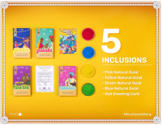 Phool Holi Gulal Box I Basant Collection - Pack of 4 Holi Colours I 400 GMS Gulal Colours of Pink, Green, Blue, Yellow I Natural I Skin Friendly and Certified Holi Colour I Easy to Remove from Skin 