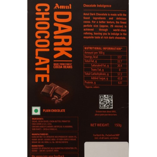 Amul Dark Chocolate Bar 150 G