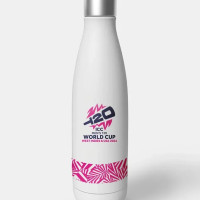 ICC Men's T20 WC-24 White and Pink Printed Stainless Steel Bottle
