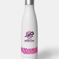 ICC Men's T20 WC-24 White and Pink Printed Stainless Steel Bottle