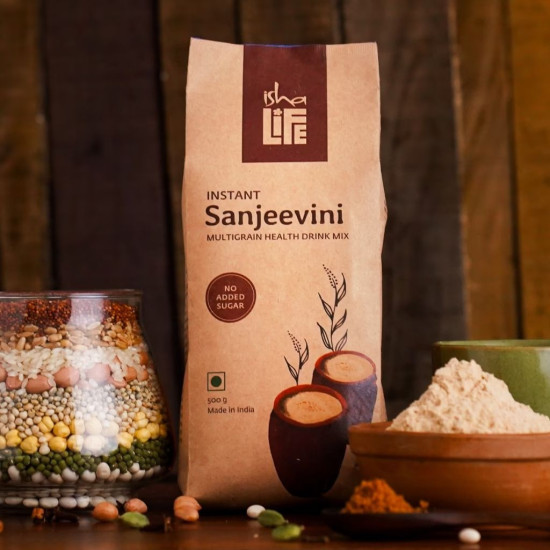 Isha life New Instant Sanjeevini Multigrain Health Drink Mix(500 gms). No Added Sugar. Traditional recipe. Contains millets, grains, legumes and spices