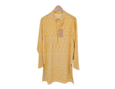 Men's Yellow White Printed Designer Kurta Set Wedding, Haldi function and Family Function