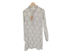 Men's Grey Off White Printed Designer Floral Kurta Set Wedding, Haldi function and Family Function