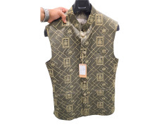 Men's dark oilve Embroidery Designer Nehru Jacket Wedding, Family Function, Festival