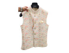 Men's Multicolored Digital Printed Designer Nehru Jacket Wedding, Family Function, Festival
