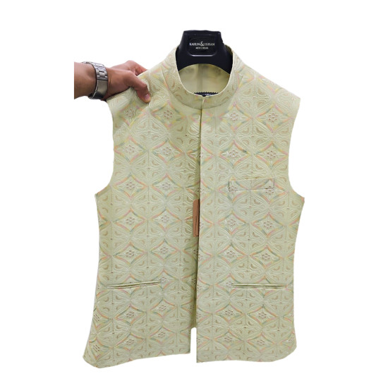 Men's Multicolored Digital Printed Designer Nehru Jacket Wedding, Family Function, Festival