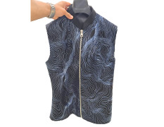 Men's Black Abstract Printed Designer Nehru Jacket with Chinese Collar and Xip Wedding, Family Function, Festival