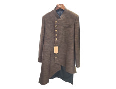 Men's Texture Brown  Designer Bandhgala Set Wedding, Family Function, Festival