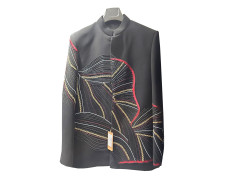 Men's Black Abstract Printed Designer Blazer Wedding, Family Function, Festival