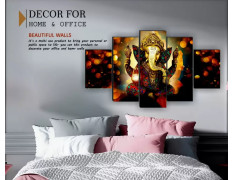 Lord Ganesha Art Print Self Adhesive MDF Painting Digital Reprint 18 inch x 30 inch Painting  (Without Frame, Pack of 5)