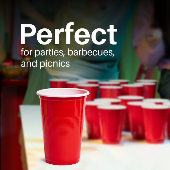 NeuOrigin Party Cups/Plastic Cups for Party/Reusable Party Cups/ 100 Cups Pack/Red Beer Cup