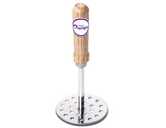 NeuOrigin 8.6 Inch Stainless Steel Masher with Wooden Handle - Versatile Kitchen Tool for Ground Beef, Potatoes, Avocado, Vegetables, Fruits - Ideal for Baby Food Preparation & Meat Mashing