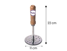 NeuOrigin 8.6 Inch Stainless Steel Masher with Wooden Handle - Versatile Kitchen Tool for Ground Beef, Potatoes, Avocado, Vegetables, Fruits - Ideal for Baby Food Preparation & Meat Mashing