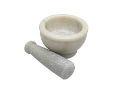 NeuOrigin Marble Mortar and Pestle Set - 4" Stone Grinder Bowl and 2" Ceramic Pestle for Kitchen and Spice Grinding - Perfect for Herbs, Spices, Salt, and More