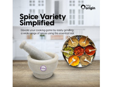NeuOrigin Marble Mortar and Pestle Set - 4" Stone Grinder Bowl and 2" Ceramic Pestle for Kitchen and Spice Grinding - Perfect for Herbs, Spices, Salt, and More