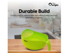 NeuOrigin Rice Washer and Quinoa Strainer - Easy-to-Use Kitchen Cleaning Tool with Handle (8.35x5.9") - Ideal for Washing Fruits, Vegetables, Beans - Small Food Grade Plastic Basket with Side Drainers