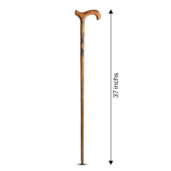 NeuOrigin Wooden Walking Stick/Wooden Cane/Length 37 inch/Walking Stick for Elders/Brown Color Wooden Cane/Handmade