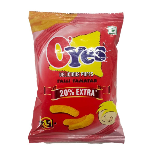 O'Yes Delicious Puffs Tangy Tamatar Flavour, 18g